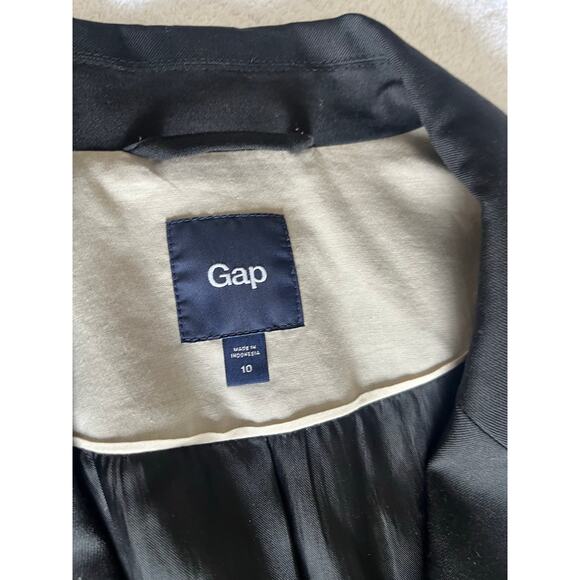 Gap 98% Wool Piped Lapel Lightweight Black Blazer Sz 10 - Picture 8 of 12